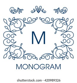 Big Vector set of line floral design elements for logos, frames and borders in modern style. Good for wedding invitations, page decoration e.t.c. Floral set of line art elements. Business logo.