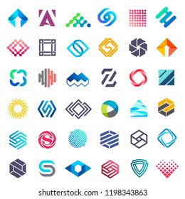 Big vector set of logo design. Unusual icons for business