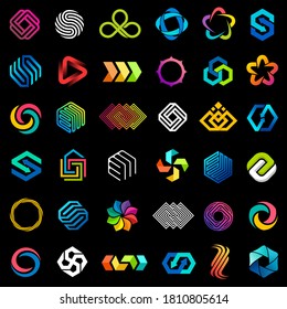 Big vector set of logo design. Unusual icons for business.