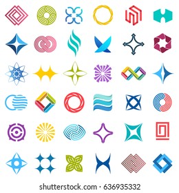 Big vector set of logo design. Unusual icons. Set 1