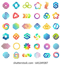 Big vector set of logo design. Unusual icons for business