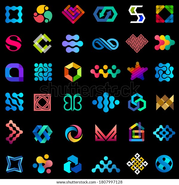 Big Vector Set Logo Design Unusual Stock Vector (Royalty Free) 1807997128