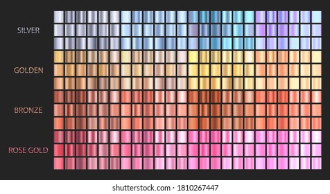 Big vector set metallic gradients. Collection of gradient colors.