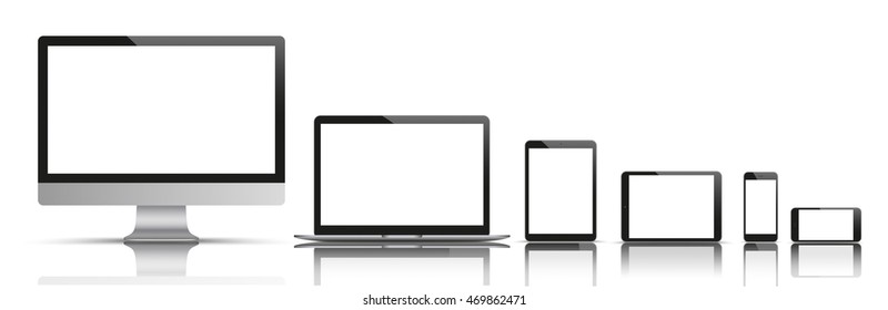 Big vector set of monitor, notebook, tablet, smartphone. Eps 10 vector file.