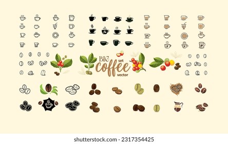 Big vector set on the theme of coffee