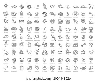 Big vector set, Outline web icon set - pet, vet, pet shop, types of pets