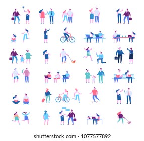 Big vector set of peoplecharacters isolated on white.