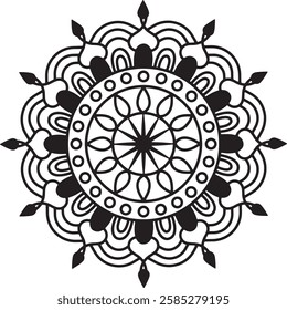 Big vector set of round patterns Figure mandala for colorin book.