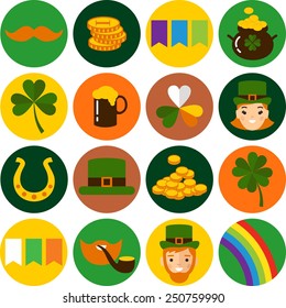 Big vector set of Saint Patricks Day icons. Vector illustration of a St. Patrick's Day design elements collection