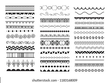 big vector set of seamless decorative borders. text dividers set