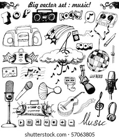 big vector set : Sketchy music illustrations