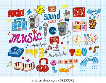 big vector set : Sketchy music illustrations