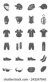 Big vector set of sports accessories, clothing, footwear, headgear. Collection of icons on a theme of sports, fitness and popular games.