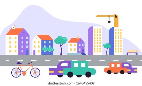 Big vector set with stylized city elements to make your own city background or an illustration for a motion graphic explainer. City elements for your pattern, web site or other type of design.