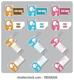 BIG vector set of tags and stickers with cartoon hamster.