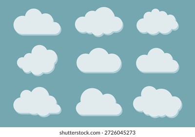 Big vector set of thirty-six white cloud shapes