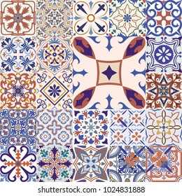 Big vector set of tiles background. For wallpaper, backgrounds, decoration for your design, ceramic, page fill and more. 