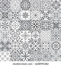 Big vector set of tiles in portuguese, spanish, italian style. For wallpaper, backgrounds, decoration for your design, ceramic, page fill and more.