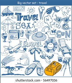 big vector set :  travel doodles