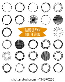 Big vector set of unique hand-drawn decorative shapes for logo design isolated on transparent background. Hand-drawn design elements. Logo creator.