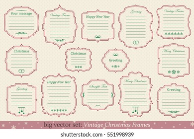 Big Vector Set of vintage christmas frames on retro background