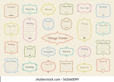 Big Vector Set of vintage frames on retro background