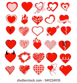big vector set,Heart and love