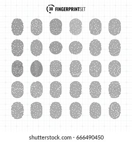 Big Vector Ultra Thin Fingerprint Icons Collection, Sci-Fi Future Identification Authorization System