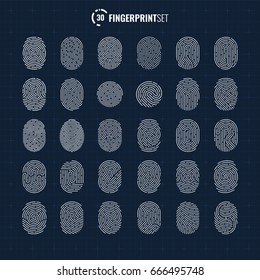 Big Vector Ultra Thin Fingerprint Icons Collection, Sci-Fi Future Identification Authorization System