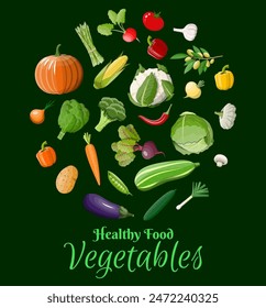 Big vegetable icon set. Onion, eggplant, cabbage, pepper, pumpkin, cucumber, tomato carrot and other vegetables. Organic healthy food. Vegetarian nutrition. Vector illustration in flat style