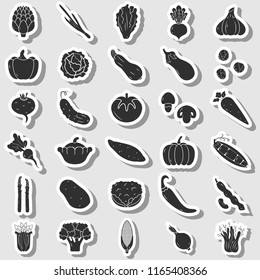 Big vegetables icons set, flat style vector