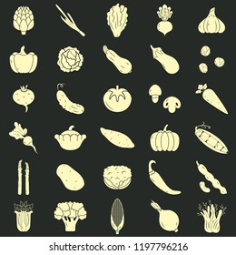 Big vegetables icons set, flat style vector