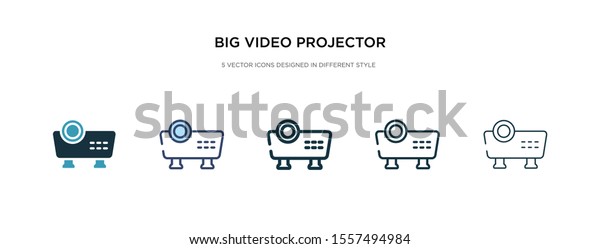 big video projector icon in different style vector\
illustration. two colored and black big video projector vector\
icons designed in filled, outline, line and stroke style can be\
used for web,
