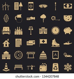 Big villa icons set. Simple style of 36 big villa vector icons for web for any design