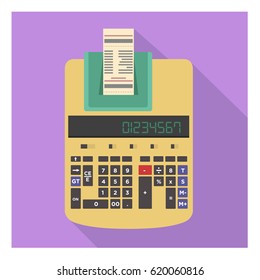 Big vintage calculator with printing receipt