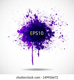 Big violet splash isolated on a white background. Vector illustration. 