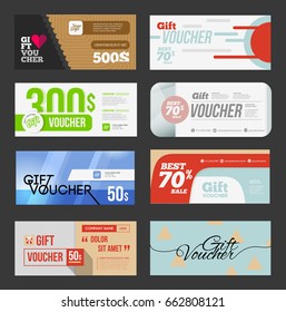 Big voucher discount template set. Gift flyer template for business. Sale offer promotion banner.