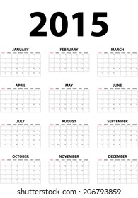 Big wall monthly calendar for 2015 