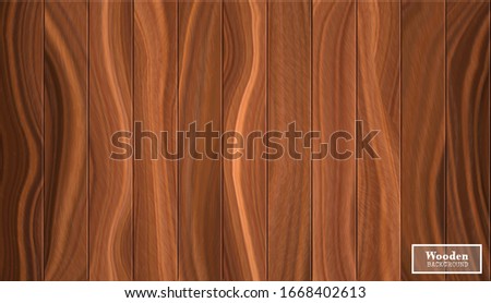 Big walnut background in the form of wooden boards. Vector textured illustration in dark broun shades.