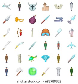 Big war icons set. Cartoon style of 36 big war vector icons for web isolated on white background