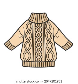 Big warm sweater with ornament the basic model color variation for coloring page on a white background