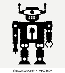 big warrior android robot, vector robot silhouette 