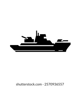 Big warship logo, sea transport with minimalist style icon