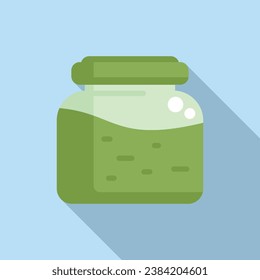 Big wasabi cream jar icon flat vector. Culture asian sauce. Plate diet natural food