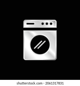 Big Washing Machine silver plated metallic icon