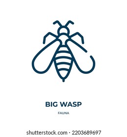 Big wasp icon. Linear vector illustration from fauna collection. Outline big wasp icon vector. Thin line symbol for use on web and mobile apps, logo, print media.