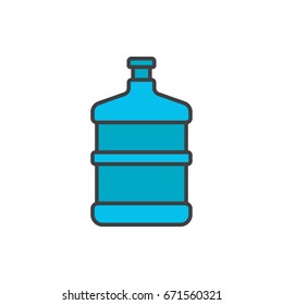 Big water bottle flat line icon. Water barrel.