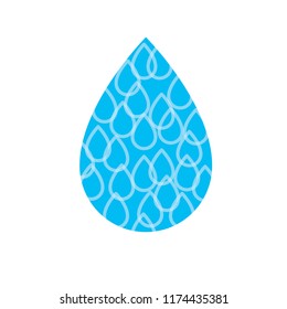 Big water drop containing from the drops. vector illustration