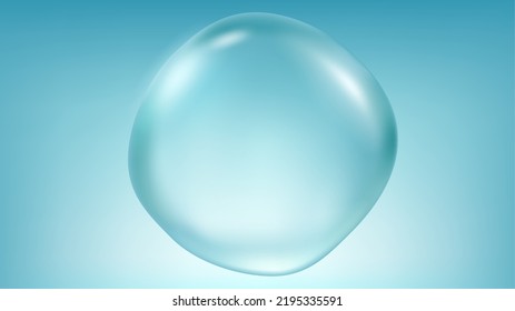 Una gran gota de agua sobre fondo azul. Ilustración vectorial