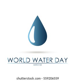 Big water drop over white  background  world water day text